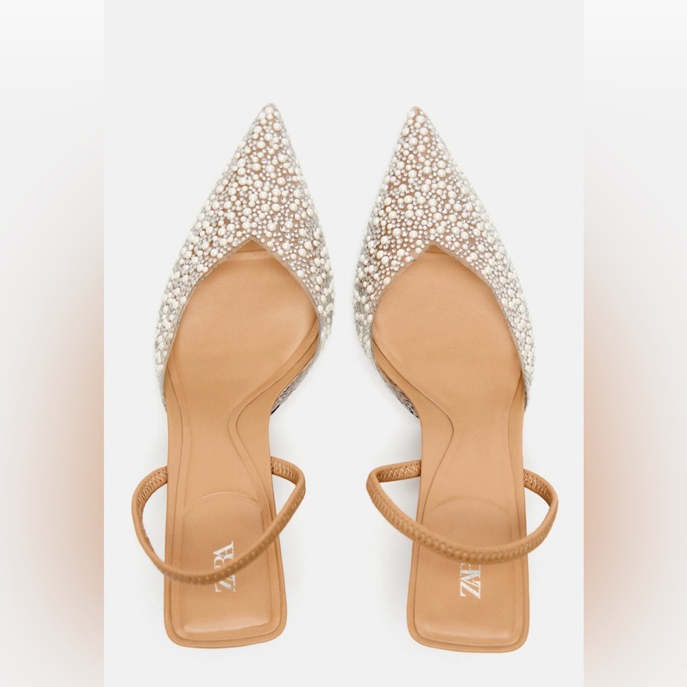 Zara Pearl Heeled Slingbacks